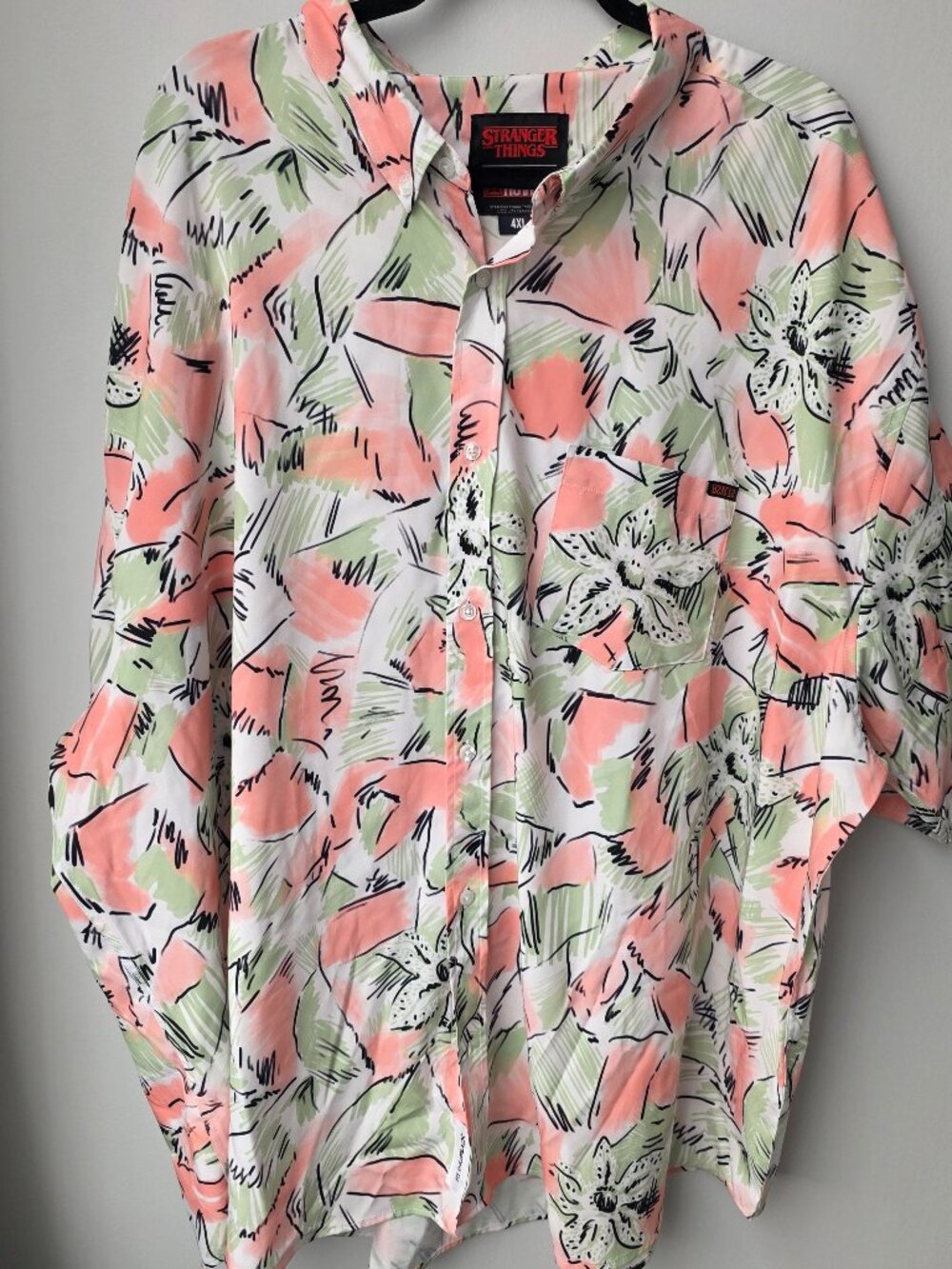 RSVLTS Stranger Things Floral KUNUFLEX Button Up Shirt Men’s 4XL